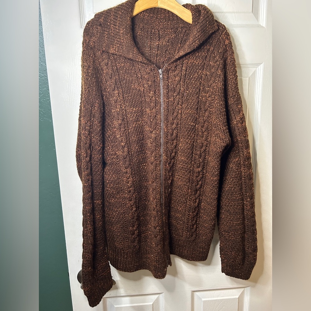 Handmade knitted zip up sweater